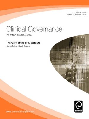 cover image of Clinical Governance: An international journal, Volume 13, Issue 1